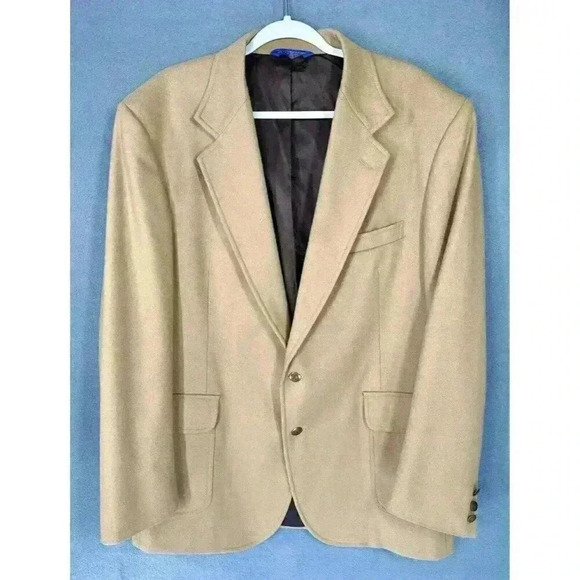 Pendleton Other - Pendleton Wool Blazer Jacket Size 44 Long Sportcoat Khaki Tan Gold 2 Button EUC